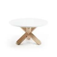 KAVE HOME Lotus soffbord, runt - vit MDF och vitmålad ek (Ø65)