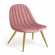 LAFORMA Marlene fåtölj - rosa sammet och guldstål