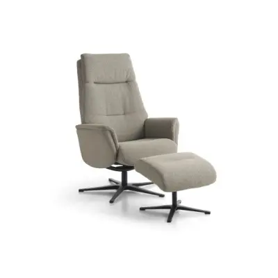 Malthe fåtölj, m.m. fotpall, tiltfunktion, armstöd - svamptyg och svart metall