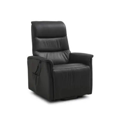 Max fåtölj med ryggstöd. 2 motorer, sitslyft, tiltfunktion, fotpall och armstöd - svart läder/PVC