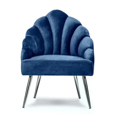 NORDLYS Bolge fåtölj - blå sammet och metall