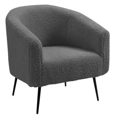 NORDLYS Kiruna fåtölj - mörkgrå ull och svart metall