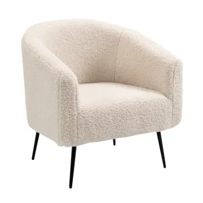 NORDLYS Kiruna fåtölj - vit ull och svart metall