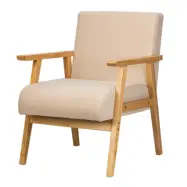 NORDLYS Louis fåtölj, med armstöd - beige sammet och naturbok