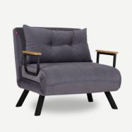 NORDVÄRK Sando Enkel bäddsoffa - grå polyester och metall (175x60)