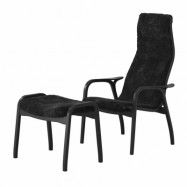 Swedese Lamino fåtölj och fotpall Black Edition Svart