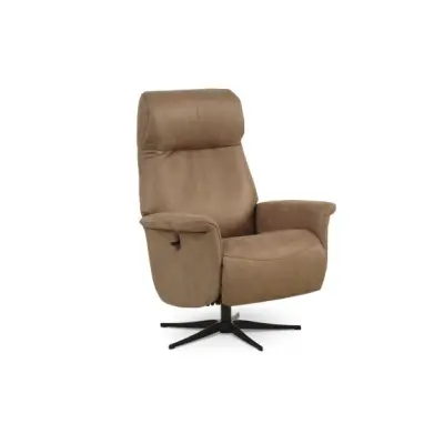 Tristan fåtölj, manuell, m. lutningsfunktion, fotpall och armstöd - mandelfärgad mikrofiberläder