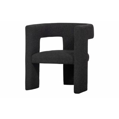 TRÄ EXKLUSIVT Tiwa fåtölj, m. armstöd - mörkgrått bouclétyg