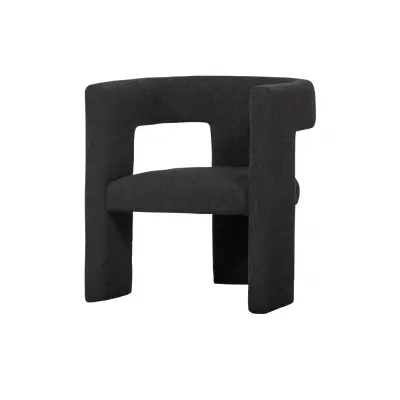 TRÄ EXKLUSIVT Tiwa fåtölj, m. armstöd - mörkgrått bouclétyg