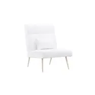 VENTURE DESIGN Bloom fåtölj - vit polyester teddytyg och vitkalkat stål