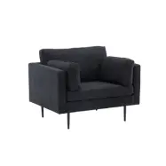 VENTURE DESIGN Boom fåtölj, w. armstöd - svart polyestertyg och stål