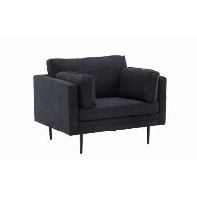 VENTURE DESIGN Boom fåtölj, w. armstöd - svart polyestertyg och stål