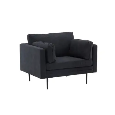 VENTURE DESIGN Boom fåtölj, w. armstöd - svart polyestertyg och stål