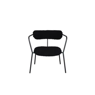 VENTURE DESIGN Duffy fåtölj - svart teddytyg polyester och svart stål