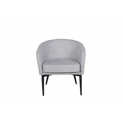 VENTURE DESIGN Fluffig fåtölj - grå polyester och svart stål