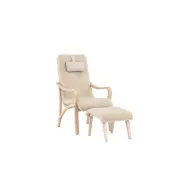 VENTURE DESIGN Fårö fåtölj m. fotpall och nackkudde - brun polyester och plywood