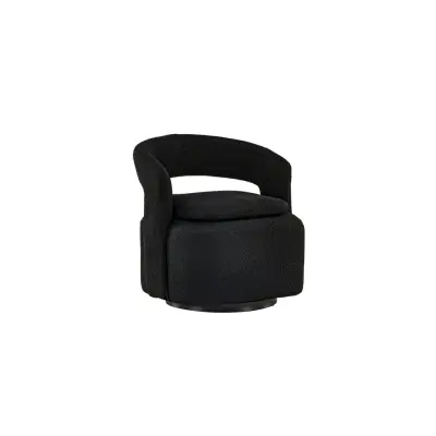 VENTURE DESIGN Laurel fåtölj, w. armstöd - svart bouclé och svart stål