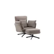 VENTURE DESIGN Madrid fåtölj och fotpall - grått bouclétyg och svart stål