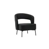 VENTURE DESIGN Mundo fåtölj, m. armstöd - svart PU och svart stål