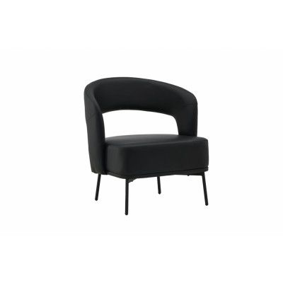 VENTURE DESIGN Mundo fåtölj, m. armstöd - svart PU och svart stål