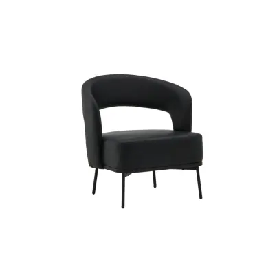 VENTURE DESIGN Mundo fåtölj, m. armstöd - svart PU och svart stål