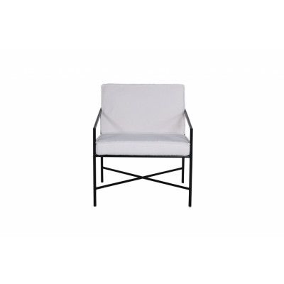 VENTURE DESIGN Rakel fåtölj - vit teddytyg polyester och svart stål