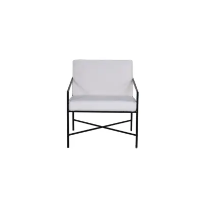 VENTURE DESIGN Rakel fåtölj - vit teddytyg polyester och svart stål