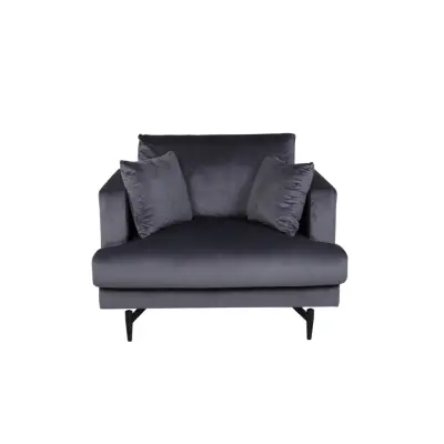 VENTURE DESIGN Sofia fåtölj - mörkgrå sammet och svart stål