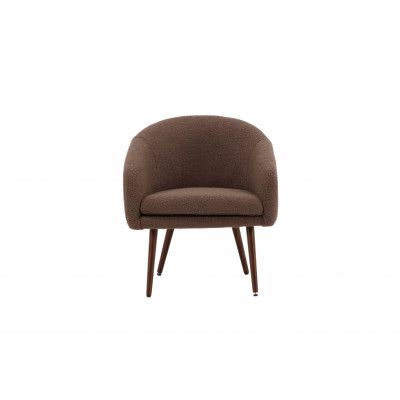 VENTURE DESIGN Wanda fåtölj - brunt teddytyg polyester och mörkt valnötsstål