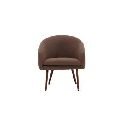 VENTURE DESIGN Wanda fåtölj - brunt teddytyg polyester och mörkt valnötsstål
