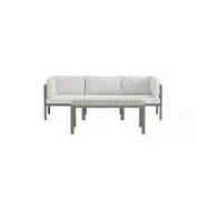 VENTURE HOME Copacabana soffgrupp 2 + 1 med bord - Brun / Vit Bouclé