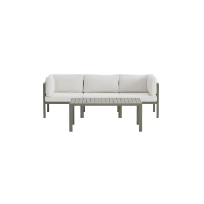 VENTURE HOME Copacabana soffgrupp 2 + 1 med bord - Brun / Vit Bouclé
