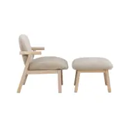 VENTURE HOME Rile Fåtölj + Fotpall - Vitkalkad/Beige