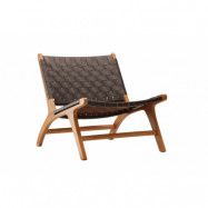VIND COLLECTION Rike fåtölj - brun PU och naturligt teak