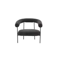 VINN KOLLEKTION Hökåsen x Josefin Lustig fåtölj, m. armstöd - mörkgrått bouclétyg och svart stål