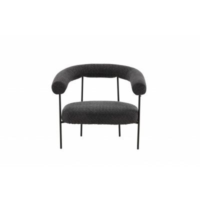 VINN KOLLEKTION Hökåsen x Josefin Lustig fåtölj, m. armstöd - mörkgrått bouclétyg och svart stål