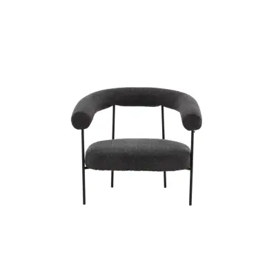 VINN KOLLEKTION Hökåsen x Josefin Lustig fåtölj, m. armstöd - mörkgrått bouclétyg och svart stål