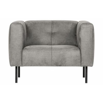 VTWONEN Skin fåtölj, med armstöd - ljusgrå mikrofiberpolyester och svart metall