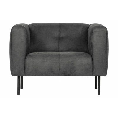 VTWONEN Skin fåtölj, med armstöd - mörkgrå mikrofiberpolyester och svart metall