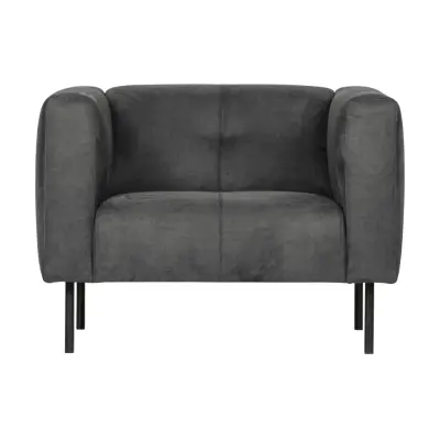 VTWONEN Skin fåtölj, med armstöd - mörkgrå mikrofiberpolyester och svart metall