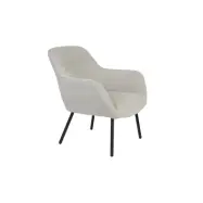 WHITE LABEL LIVING Dude loungefåtölj, m. bjälklag armstöd - beige bouclé polyester och stål