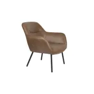 WHITE LABEL LIVING Dude loungefåtölj, m. bjälklag armstöd - vintage brun PU och stål