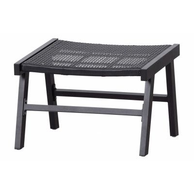 WOOOD EXKLUSIV Puk fotpall, för inomhus- och utomhusbruk - svart polyeten och aluminium (57x54)