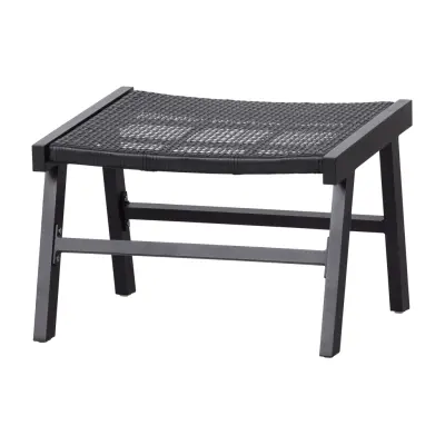 WOOOD EXKLUSIV Puk fotpall, för inomhus- och utomhusbruk - svart polyeten och aluminium (57x54)