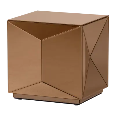 WOOOD Glintz sidobord, fyrkantigt - brunt spegelglas (40x40)