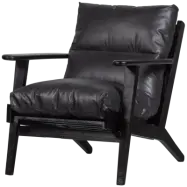 WOOOD HOUSTON FÅTÖLJ LÄDER/TRÄ SVART