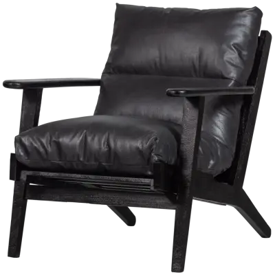 WOOOD HOUSTON FÅTÖLJ LÄDER/TRÄ SVART