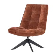 WOOOD Jouke snurrstol - rostbrun texturerad chenille och metall