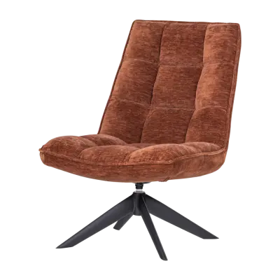 WOOOD Jouke snurrstol - rostbrun texturerad chenille och metall