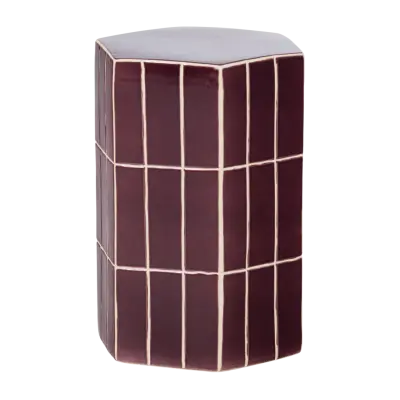 WOOOD Plus sidobord, hexagon - lila keramik (42x30x26)